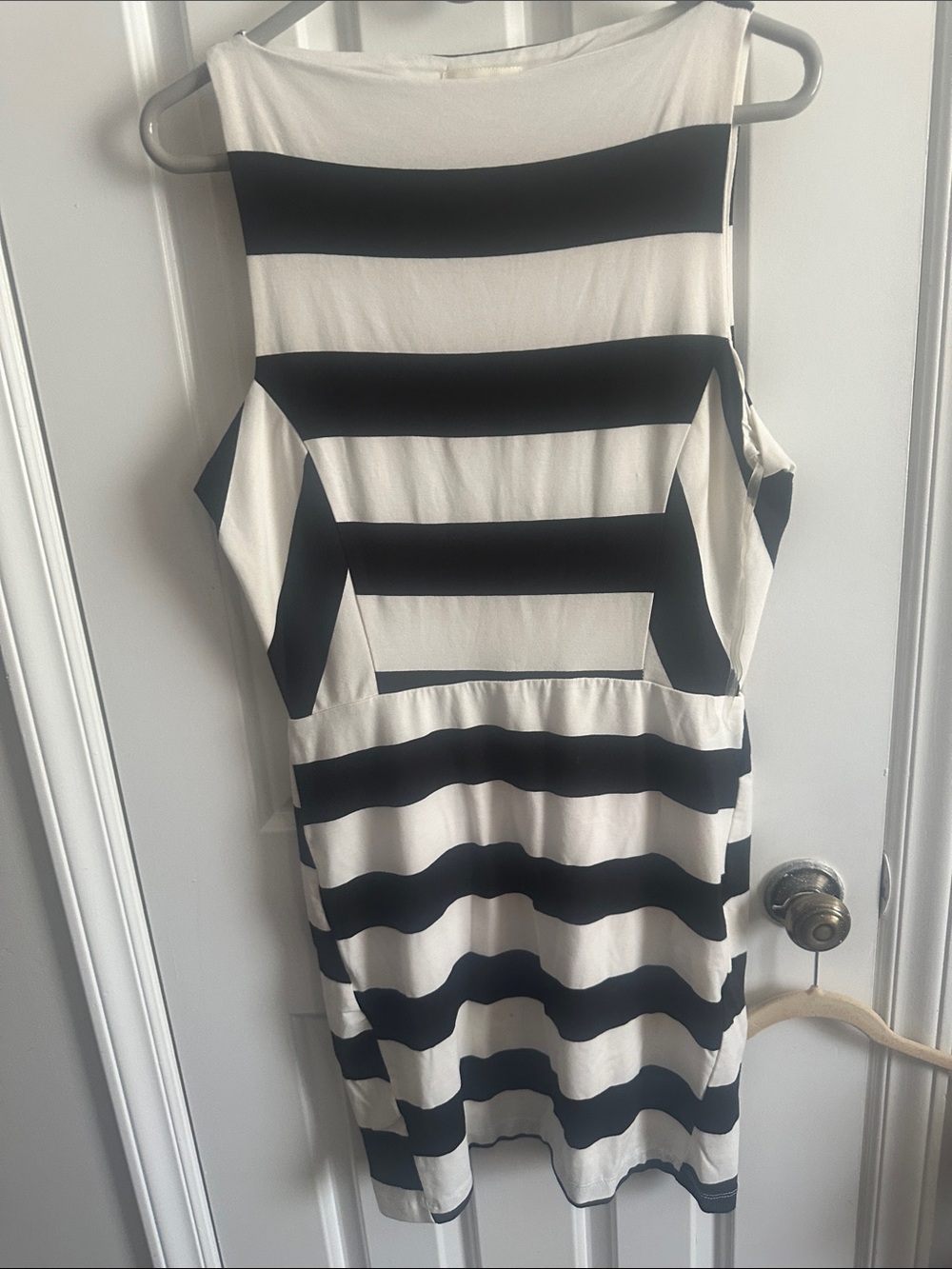 Monteau Black and White Striped Midi Dress